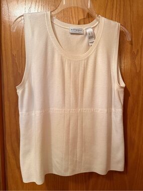Villager by Liz Claiborne Cream Sleeveless Knit Tank Top XL